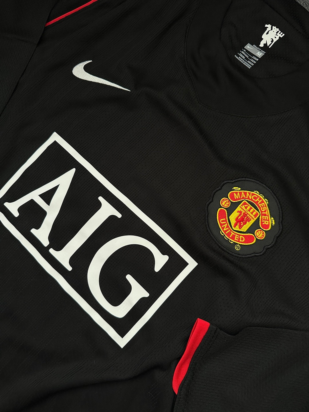 Jersey Retro Manchester United 2007 2008 Visita Ronaldo Manga Larga detalle