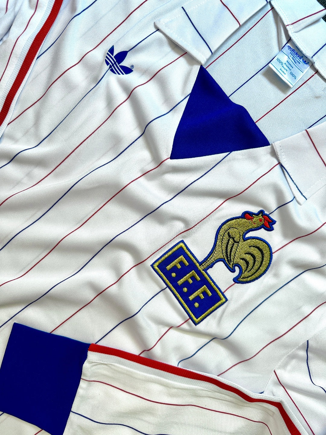 Jersey Retro Francia 1980 1982 Visitante Manga Larga detalle