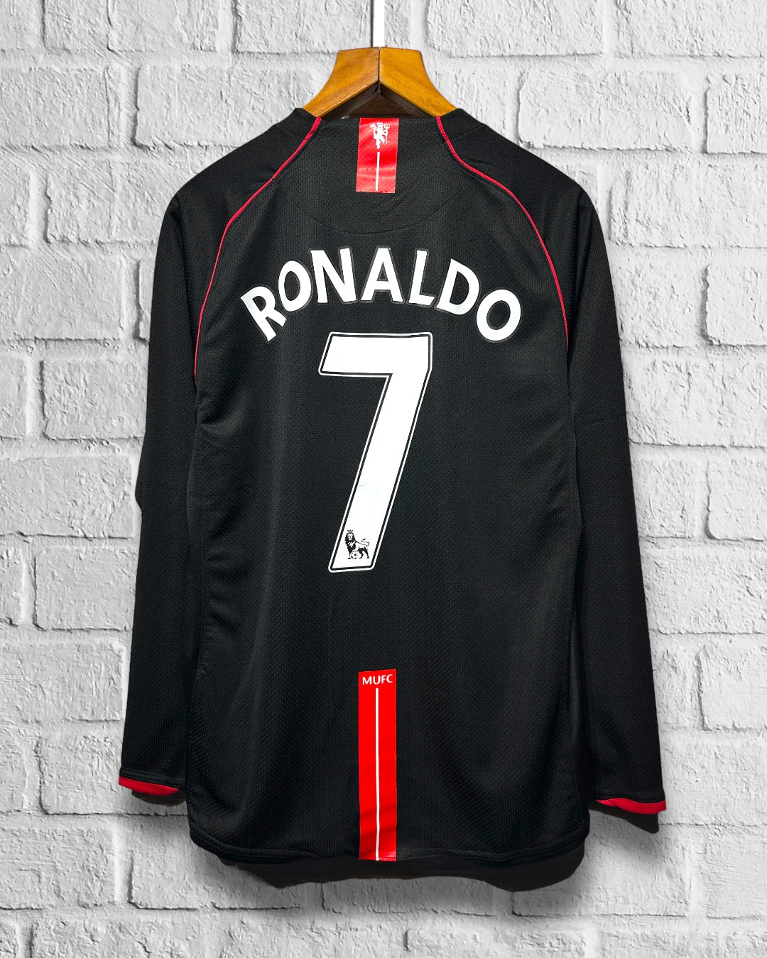 Jersey Retro Manchester United 2007 2008 Visita Ronaldo Manga Larga dorsal