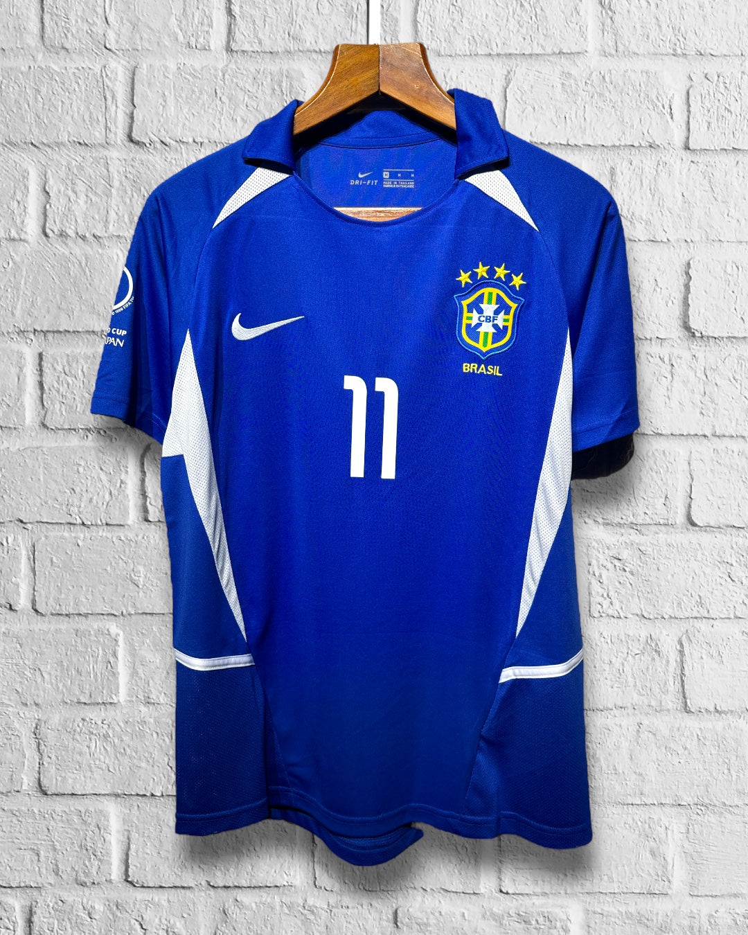 Jersey Retro Brasil 2002 Visitante Ronaldinho frente