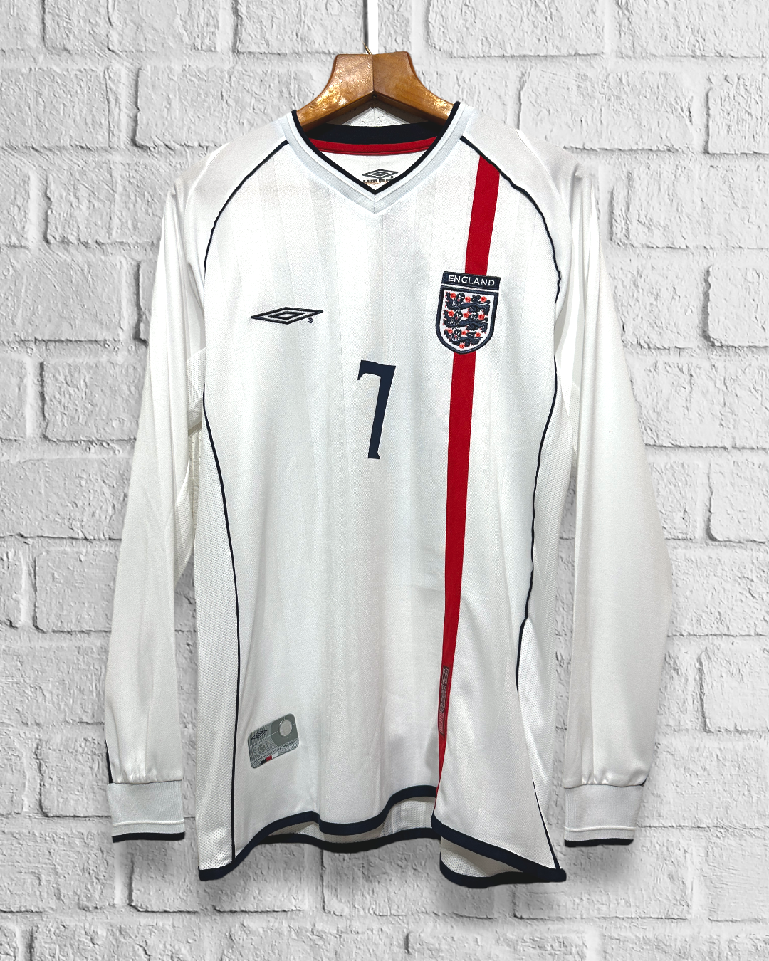 Jersey Retro Inglaterra 2002 Local Manga Larga Beckham