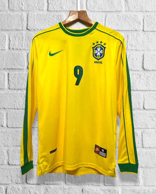 Jersey Retro Brasil 1998 Local Ronaldo Manga Larga