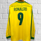 Jersey Retro Brasil 1998 Local Ronaldo Manga Larga dorsal