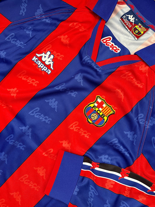 Jersey Retro Barcelona 1996 1997 Local Manga Larga Ronaldo