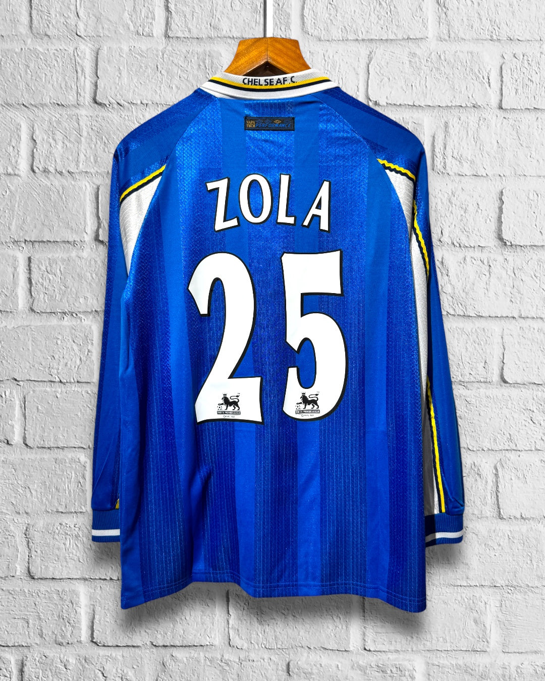 Jersey Retro Chelsea 1997 1998 1999 Local Manga Larga Gianfranco Zola