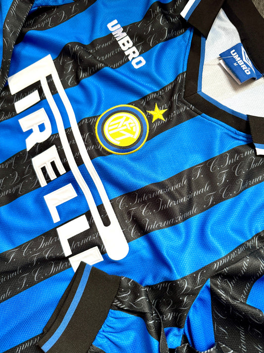 Jersey Retro Inter Milan 1997 1998 Local Ronaldo Manga Larga