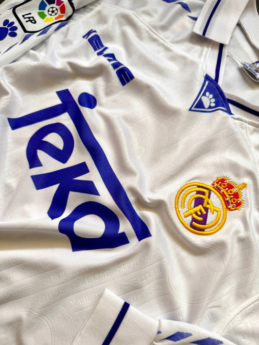 Jersey Retro Real Madrid 1996 1997 Local Homenaje Hugo Sanchez Manga Larga