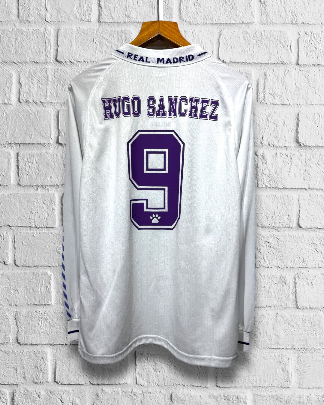 Jersey Retro Real Madrid 1996 1997 Local Homenaje Hugo Sanchez Manga Larga