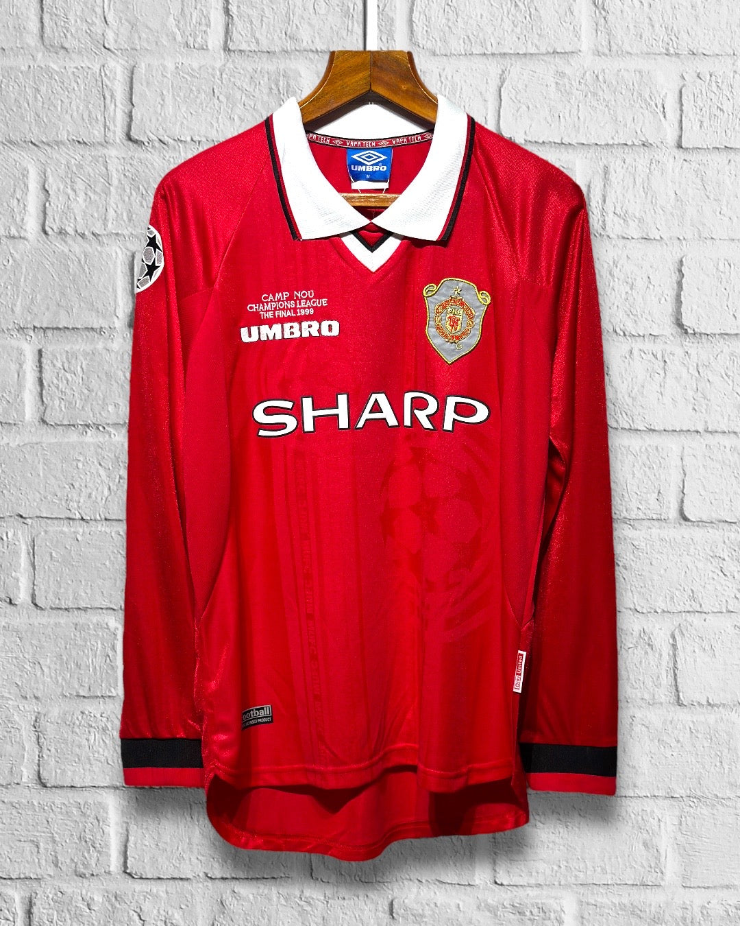 Jersey Retro Manchester United 1998 1999 Local Beckham Champions League 