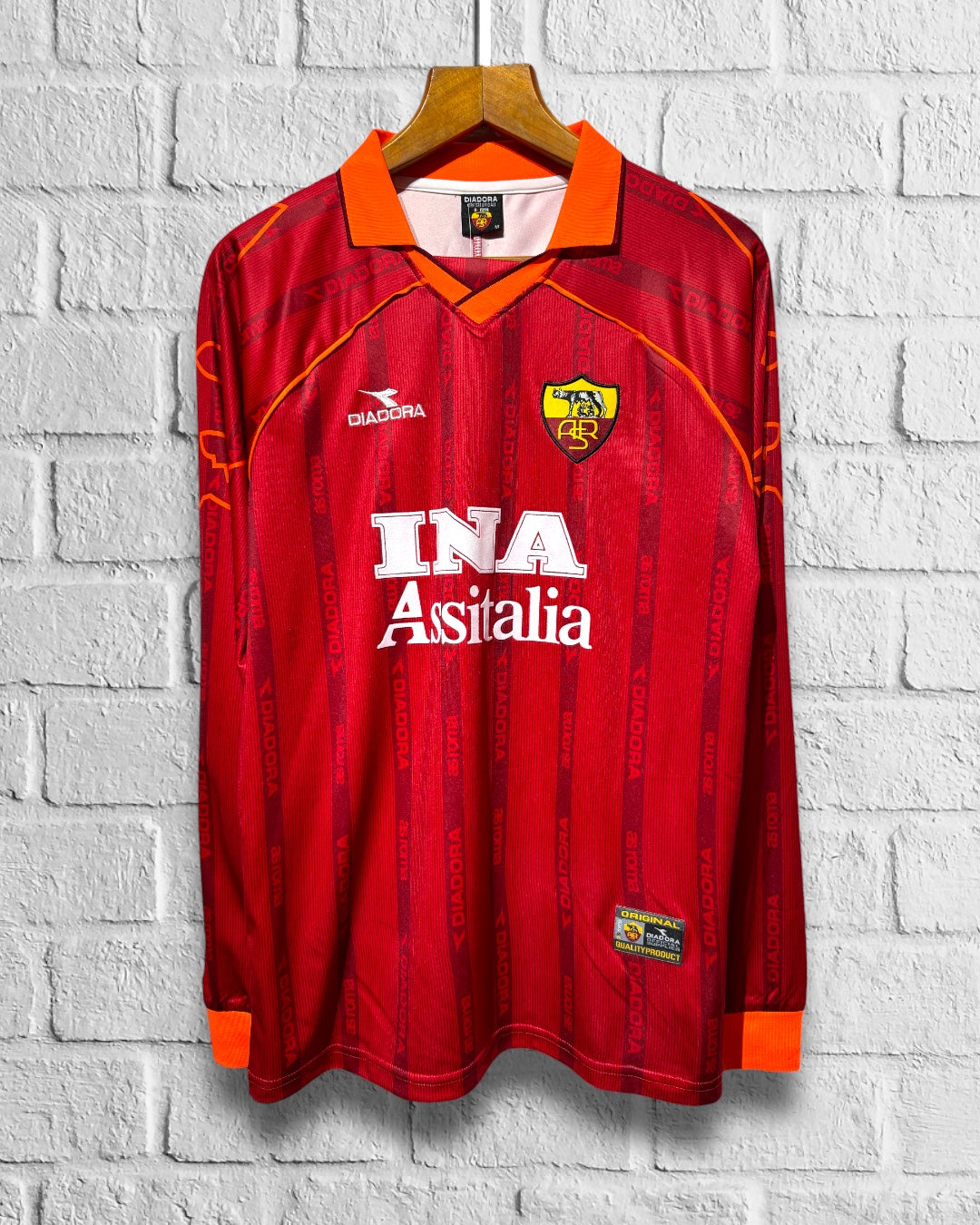 Jersey Retro Roma 1999 2000 Local Totti Manga Larga