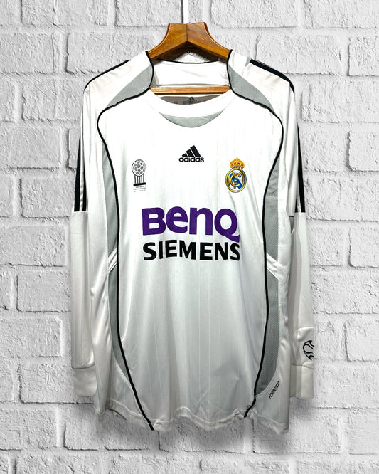 Jersey Retro Real Madrid 2006 2007 Home Manga Larga David Beckham