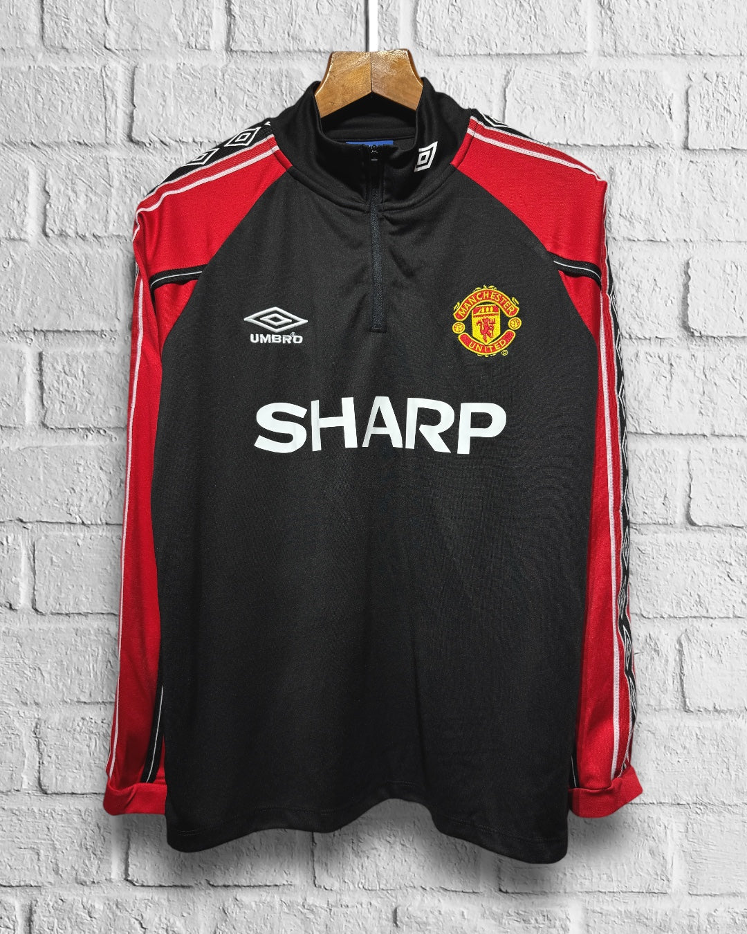 Sudadera Medio Cierre Retro Manchester United 1998 1999 Manga Larga