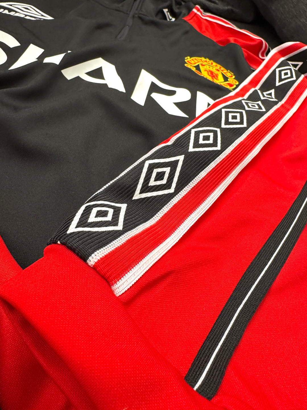 Sudadera Medio Cierre Retro Manchester United 1998 1999 Manga Larga